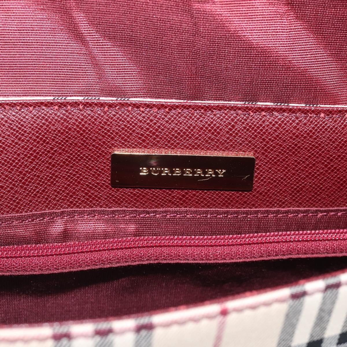 BURBERRY Nova Check Shoulder Bag Canvas Beige Gold Auth 215541