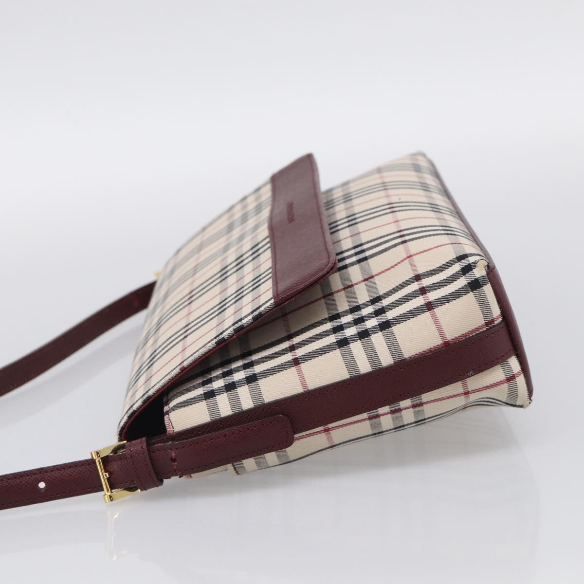 BURBERRY Nova Check Shoulder Bag Canvas Beige Gold Auth 215541