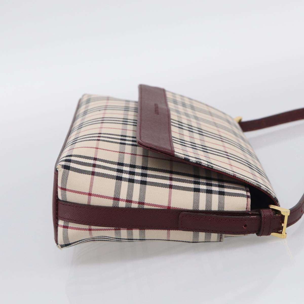 BURBERRY Nova Check Shoulder Bag Canvas Beige Gold Auth 215541