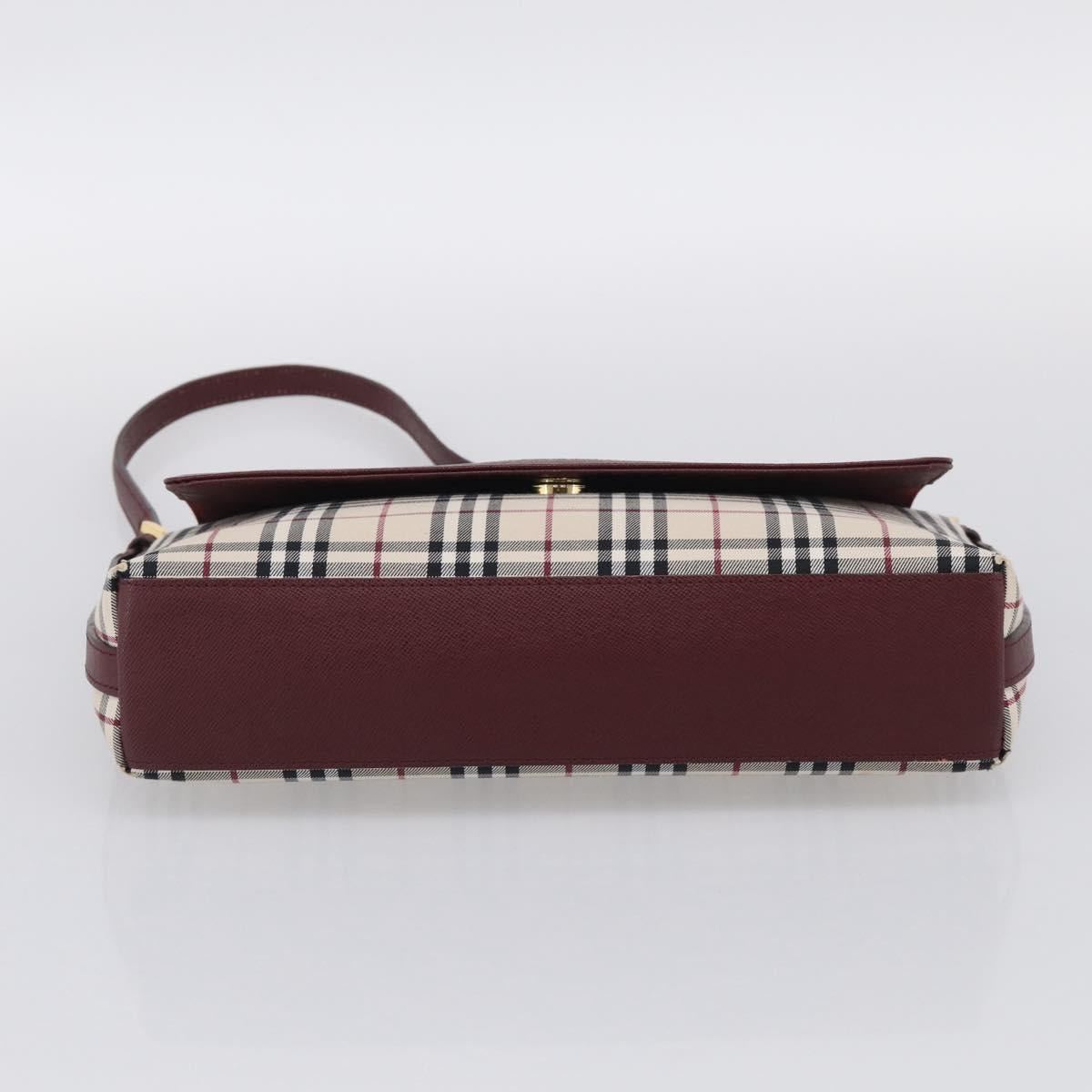 BURBERRY Nova Check Shoulder Bag Canvas Beige Gold Auth 215541