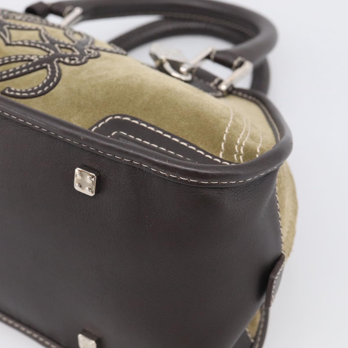 LOEWE Amazonas Hand Bag Suede Beige Silver Auth 215542V