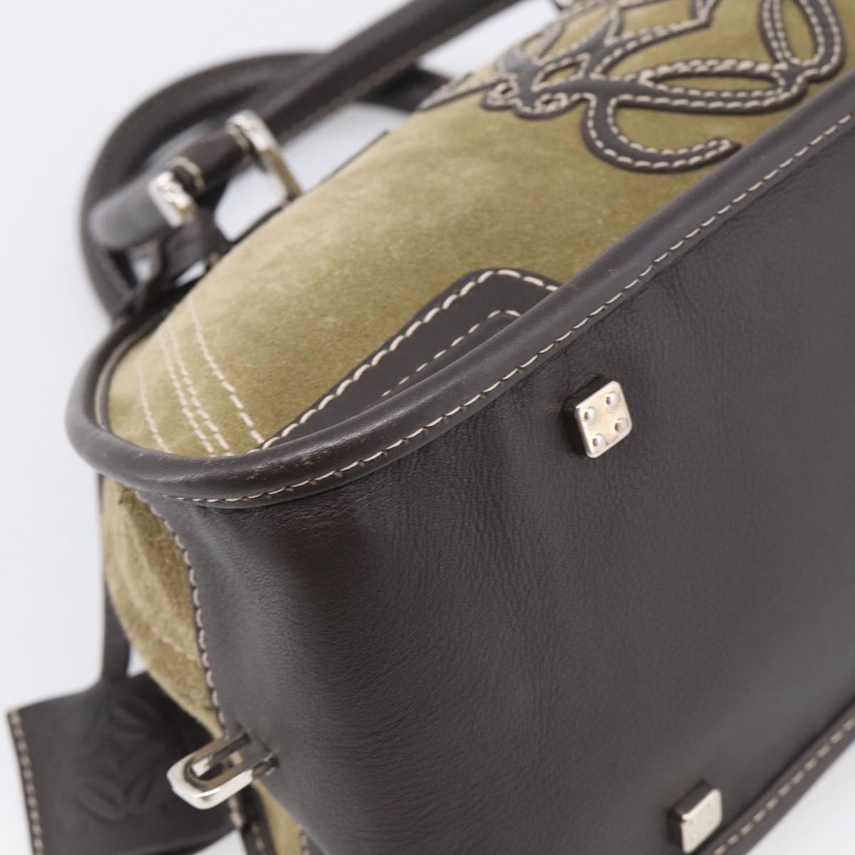LOEWE Amazonas Hand Bag Suede Beige Silver Auth 215542V