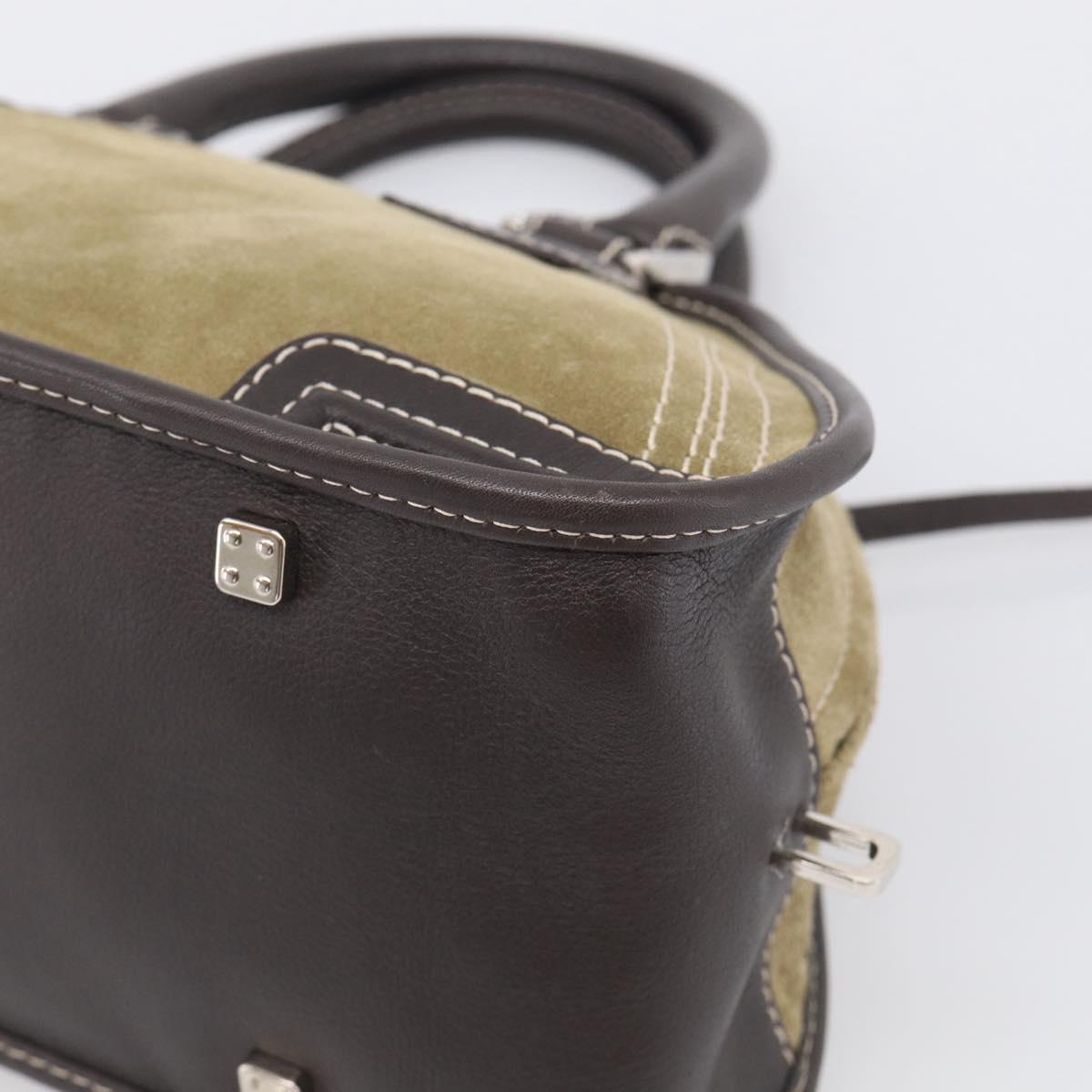 LOEWE Amazonas Hand Bag Suede Beige Silver Auth 215542V