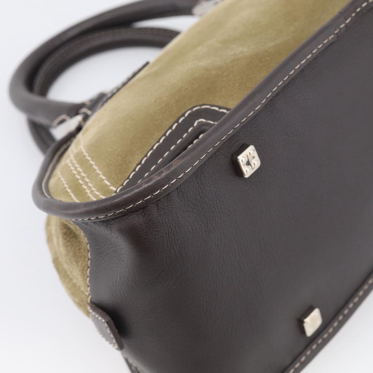 LOEWE Amazonas Hand Bag Suede Beige Silver Auth 215542V