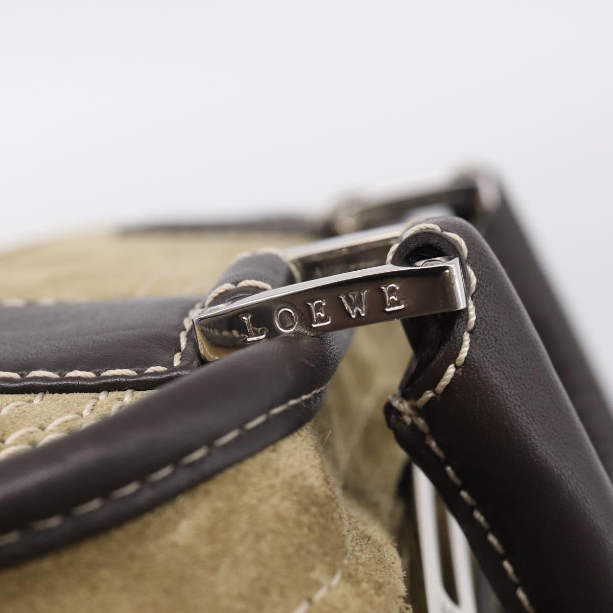 LOEWE Amazonas Hand Bag Suede Beige Silver Auth 215542V