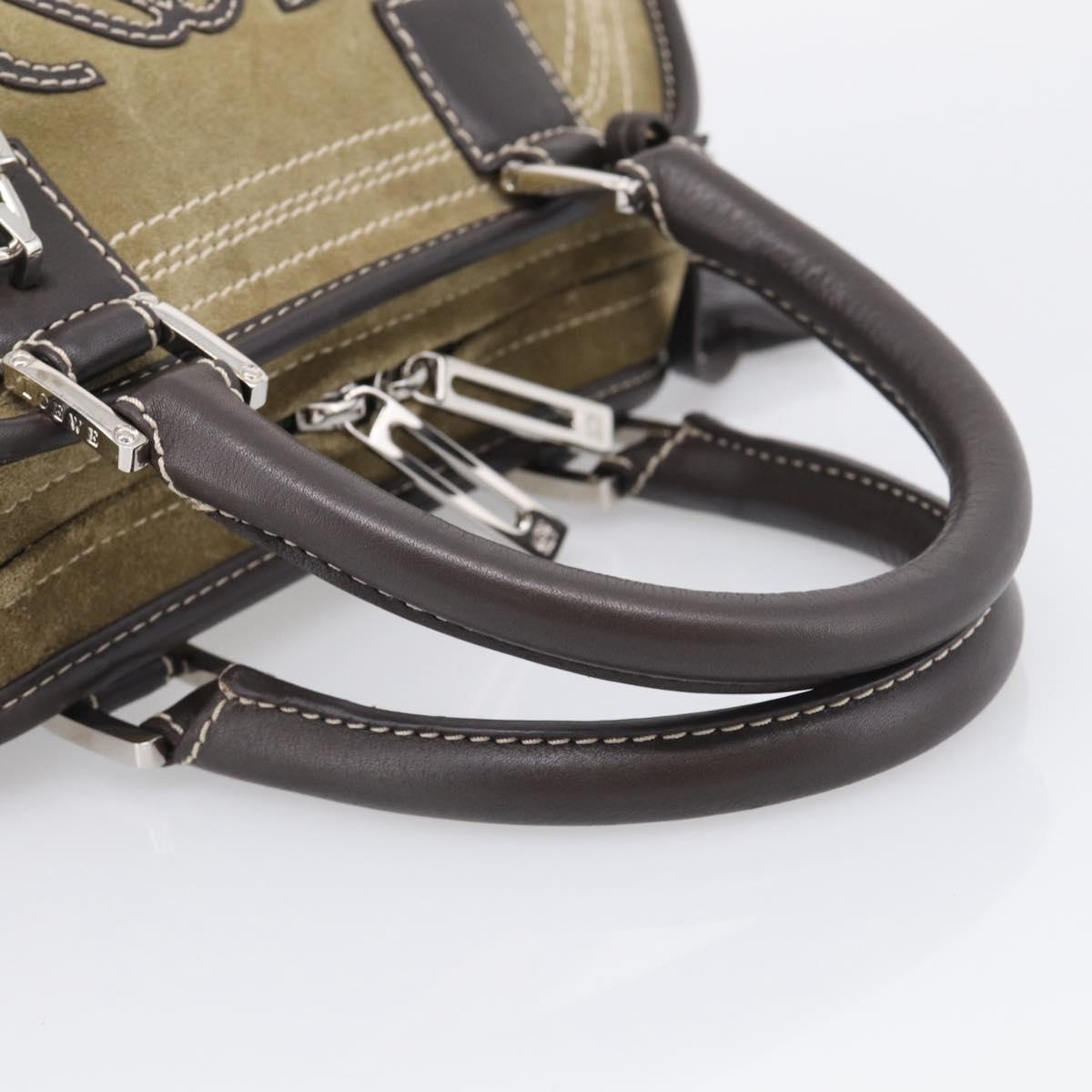 LOEWE Amazonas Hand Bag Suede Beige Silver Auth 215542V