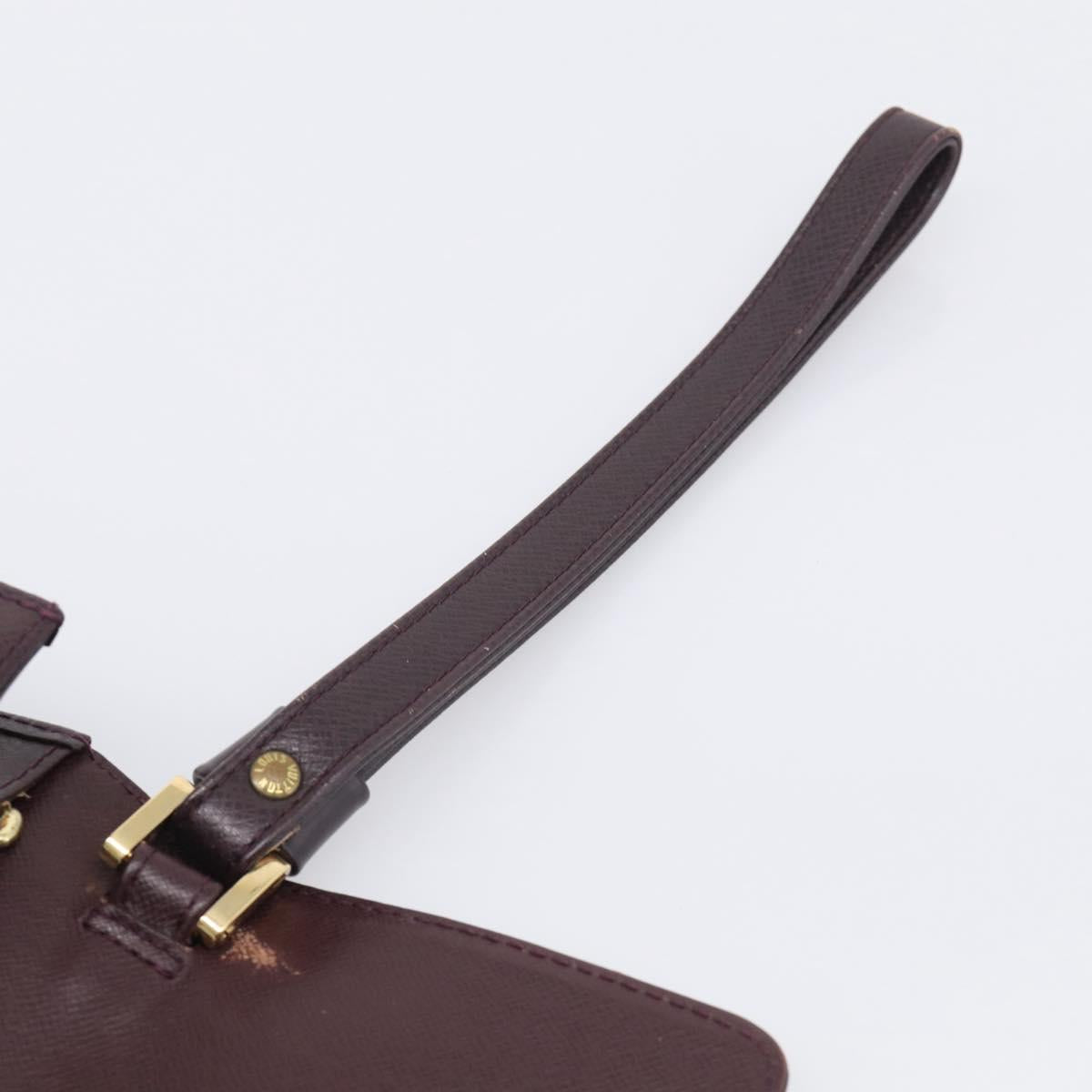 LOUIS VUITTON Taiga Leather Selenga Clutch Bag Acajou M30786 LV Auth 215544A