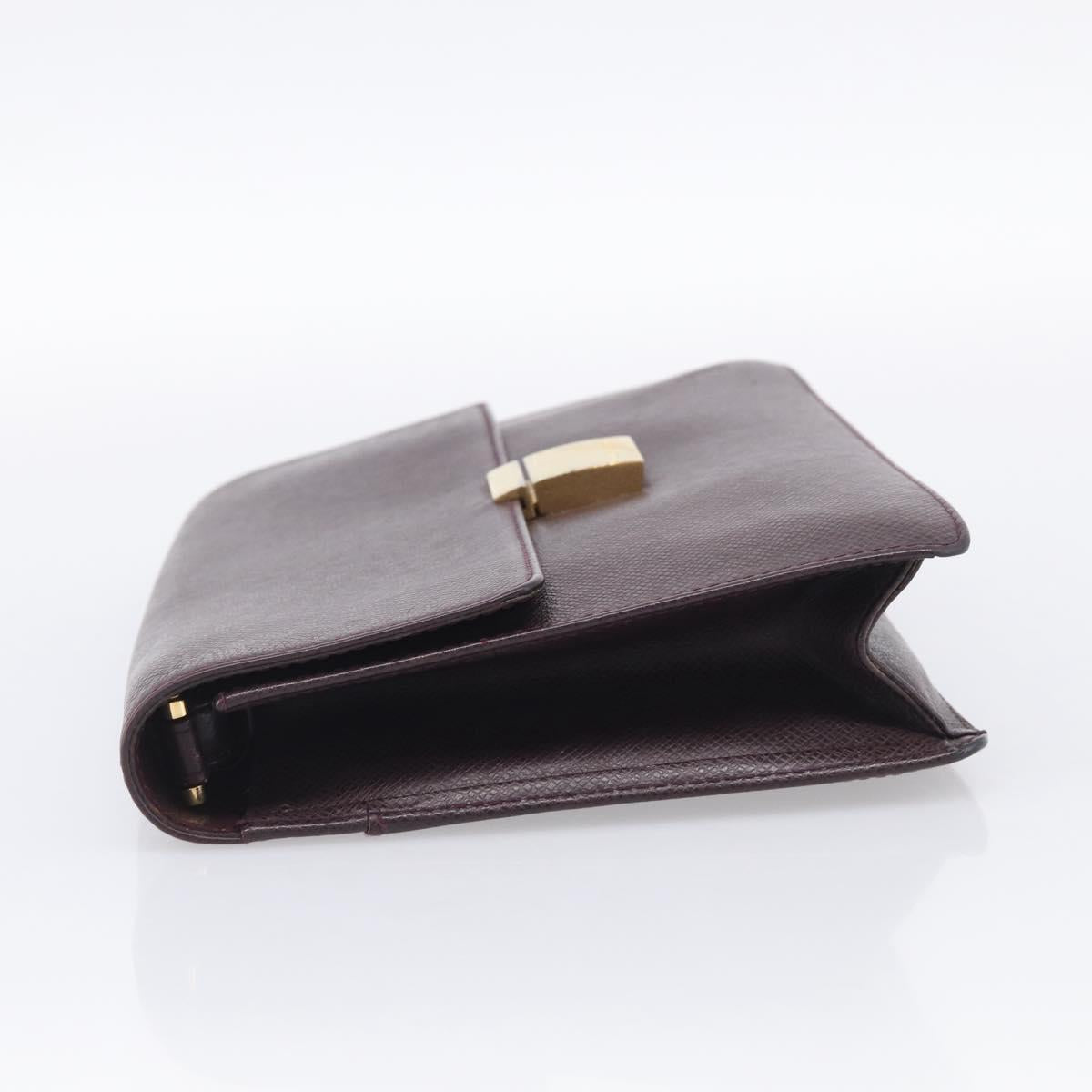 LOUIS VUITTON Taiga Leather Selenga Clutch Bag Acajou M30786 LV Auth 215544A