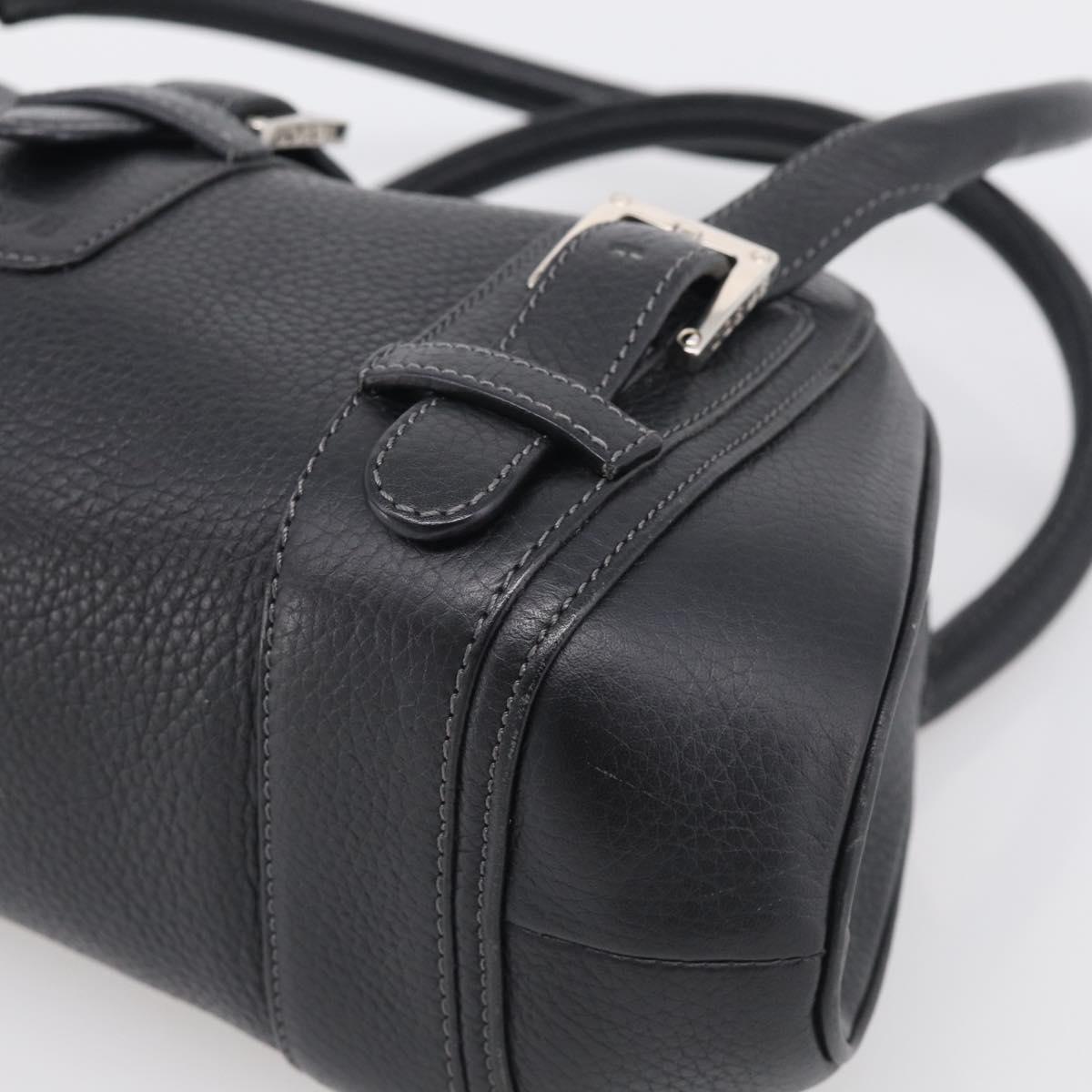 LOEWE Hand Bag Leather Black Silver Auth 215546V