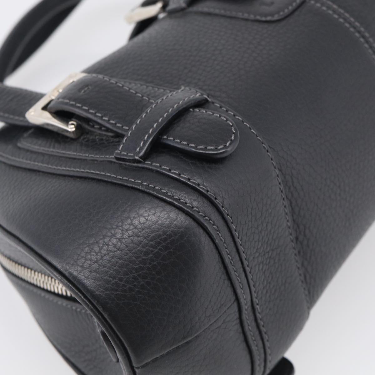 LOEWE Hand Bag Leather Black Silver Auth 215546V