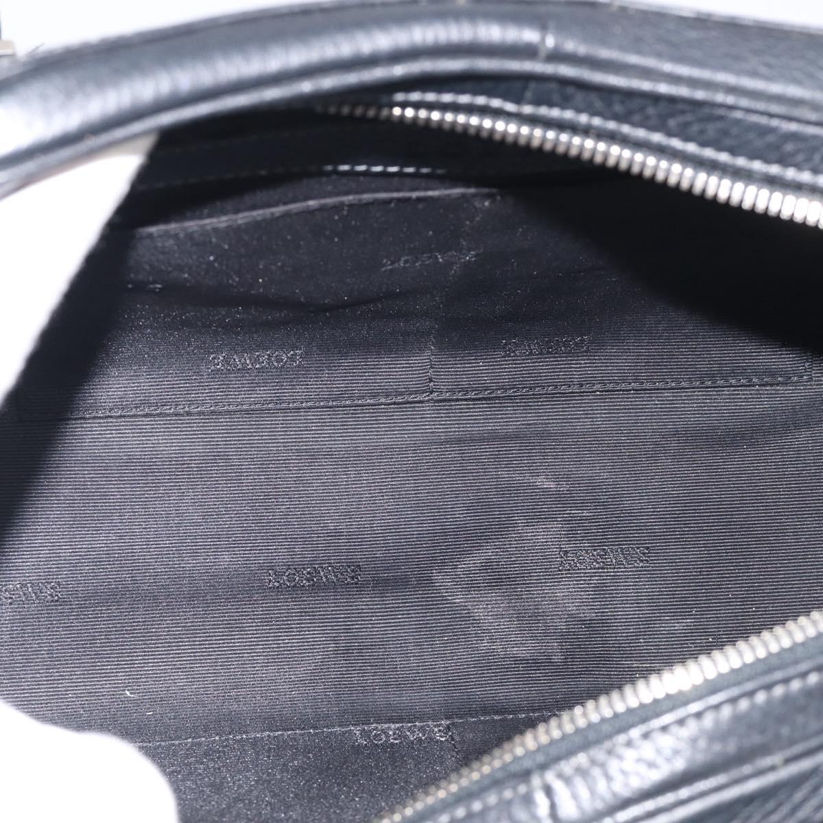 LOEWE Hand Bag Leather Black Silver Auth 215546V