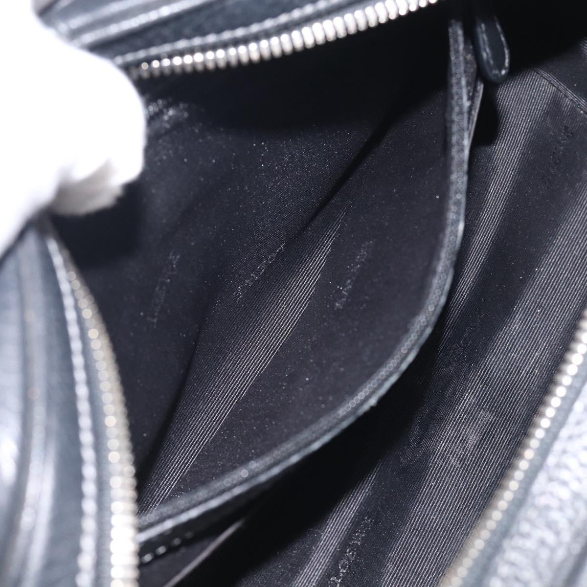 LOEWE Hand Bag Leather Black Silver Auth 215546V