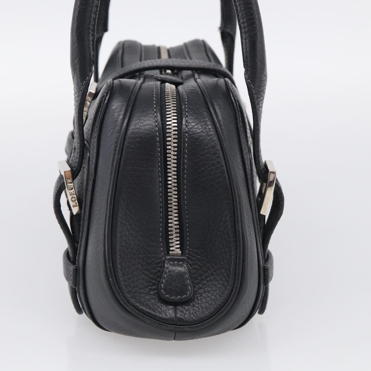 LOEWE Hand Bag Leather Black Silver Auth 215546V