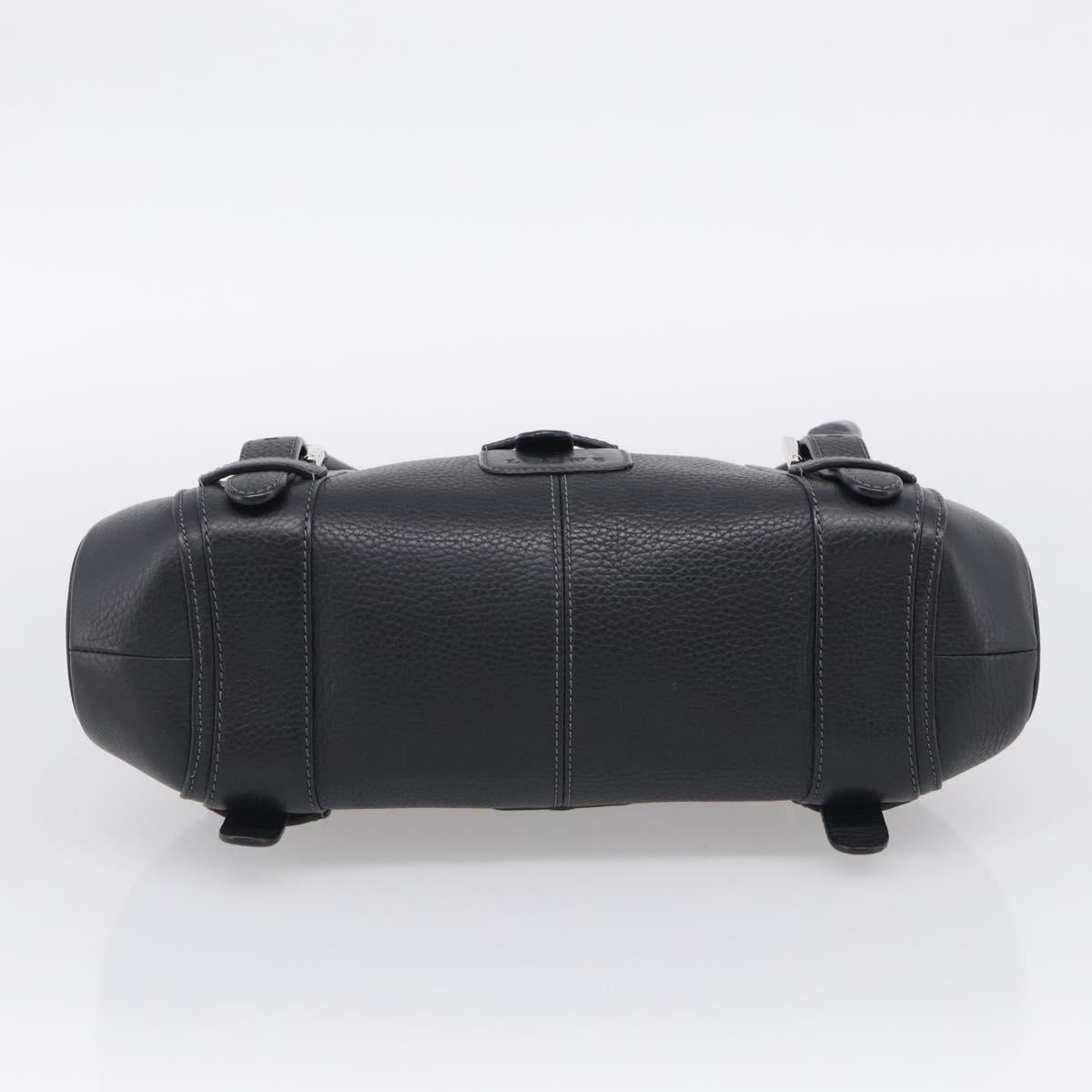 LOEWE Hand Bag Leather Black Silver Auth 215546V