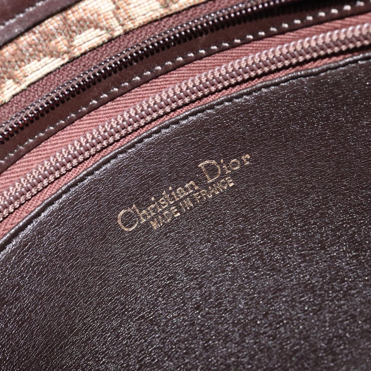 Christian Dior Trotter Canvas Shoulder Bag Beige Gold Auth 215552V