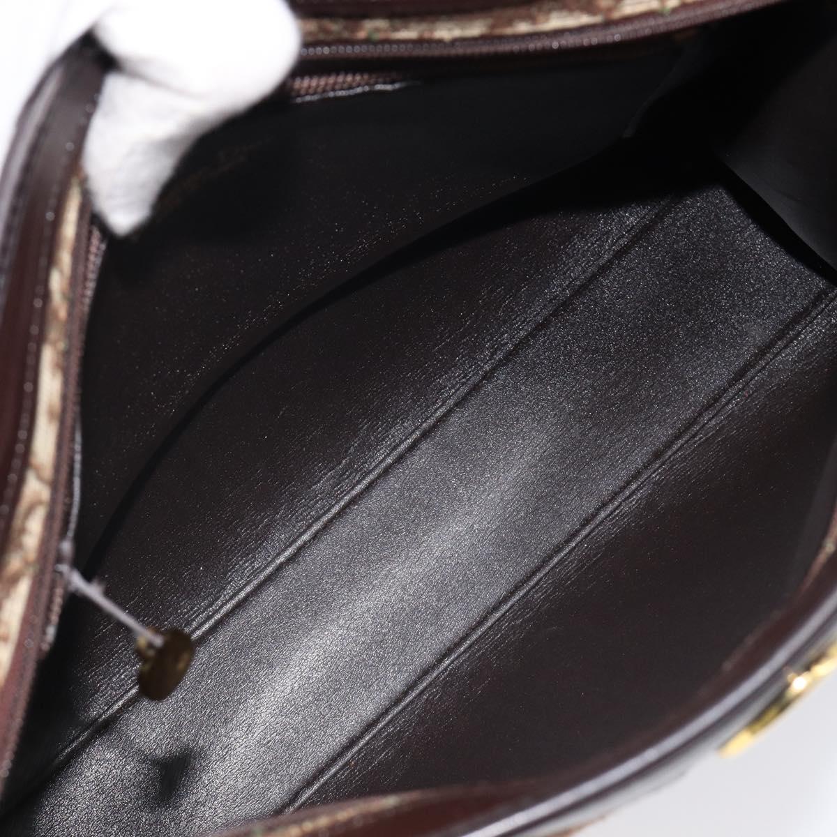 Christian Dior Trotter Canvas Shoulder Bag Beige Gold Auth 215552V