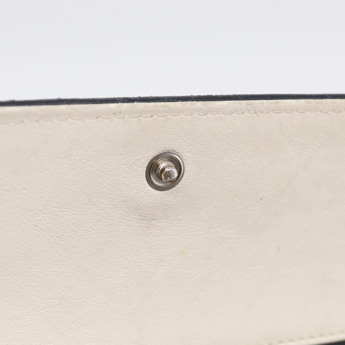 CHANEL Long Wallet Leather Ivory Silver CC Auth 215553