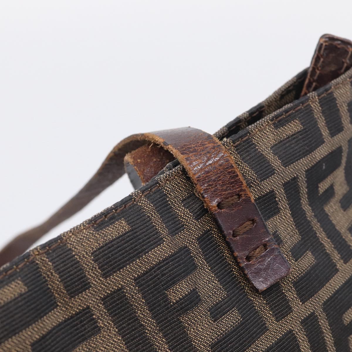 FENDI Zucca Canvas Tote Bag Black Brown Auth 215555