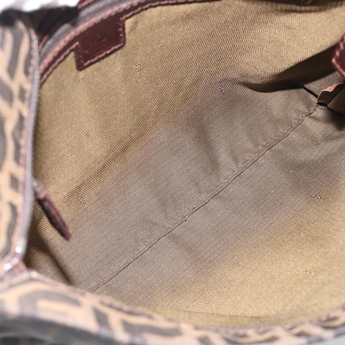 FENDI Zucca Canvas Tote Bag Black Brown Auth 215555
