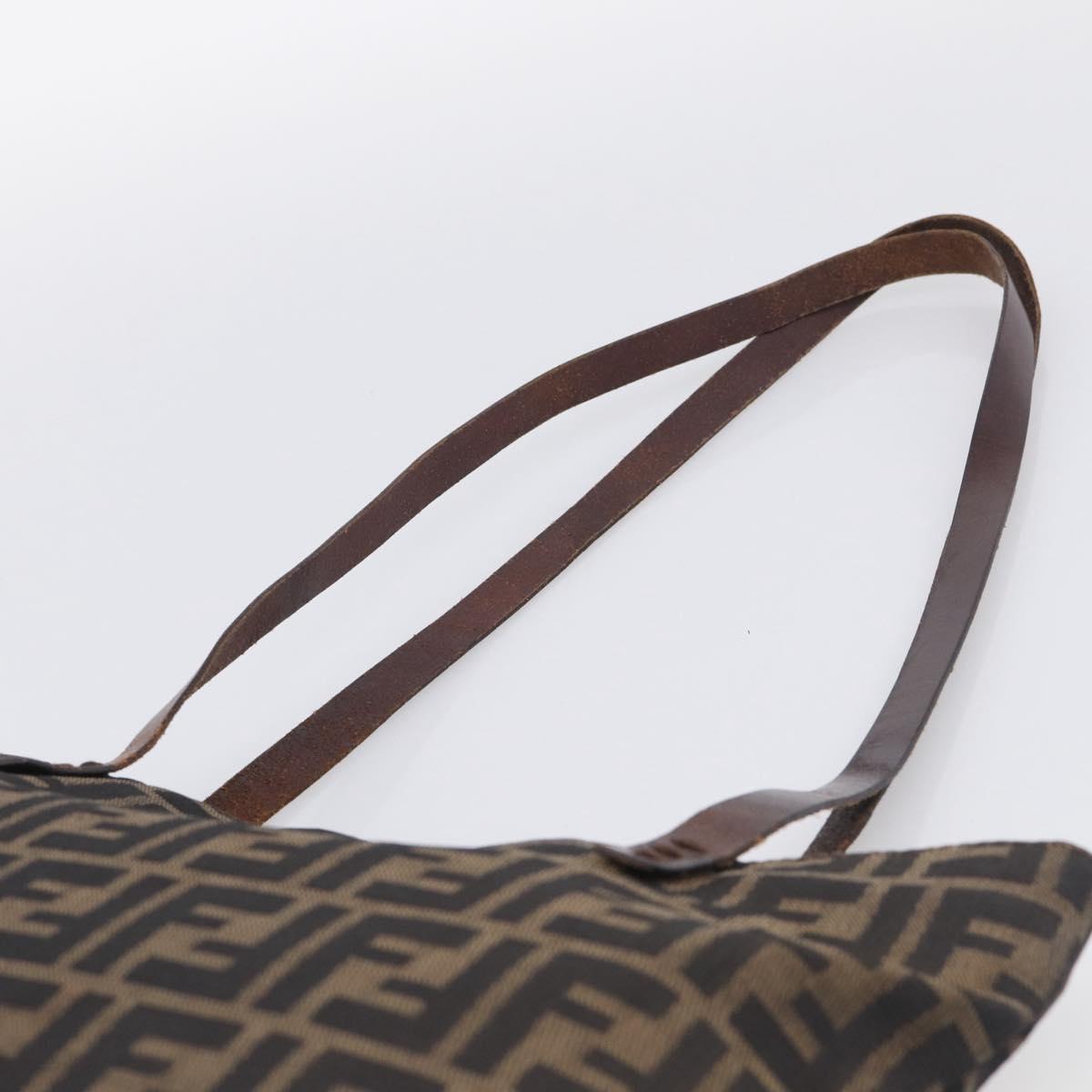 FENDI Zucca Canvas Tote Bag Black Brown Auth 215555