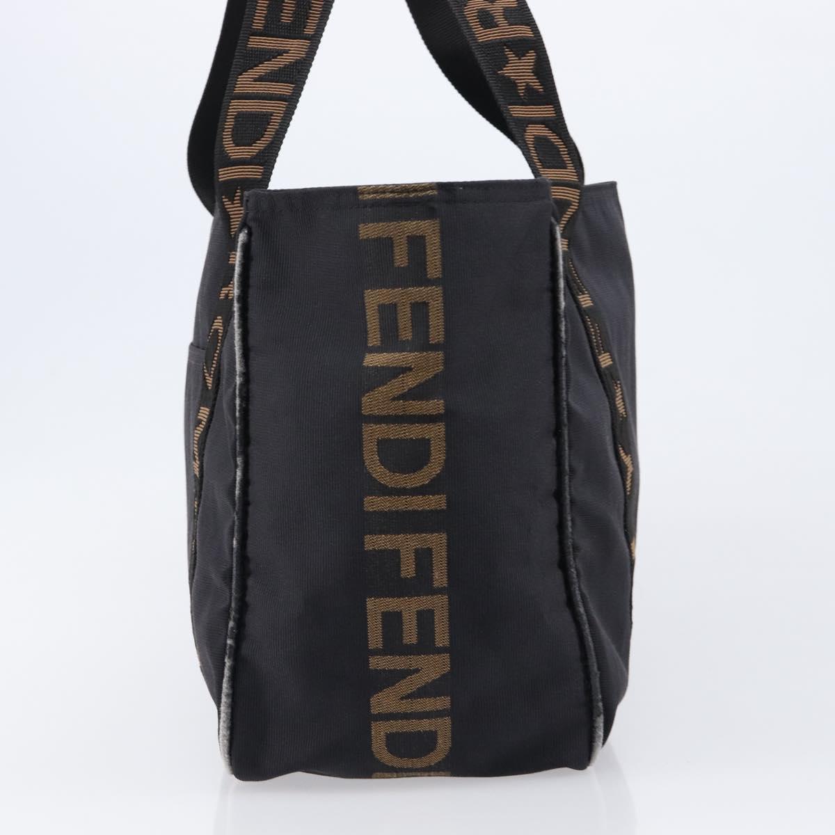 FENDI Tote Bag Canvas Black Auth 215557