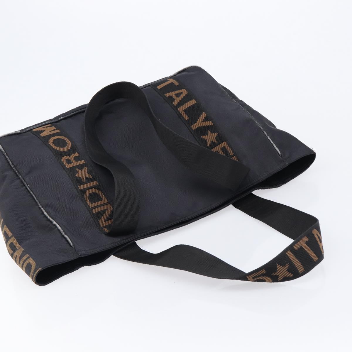 FENDI Tote Bag Canvas Black Auth 215557