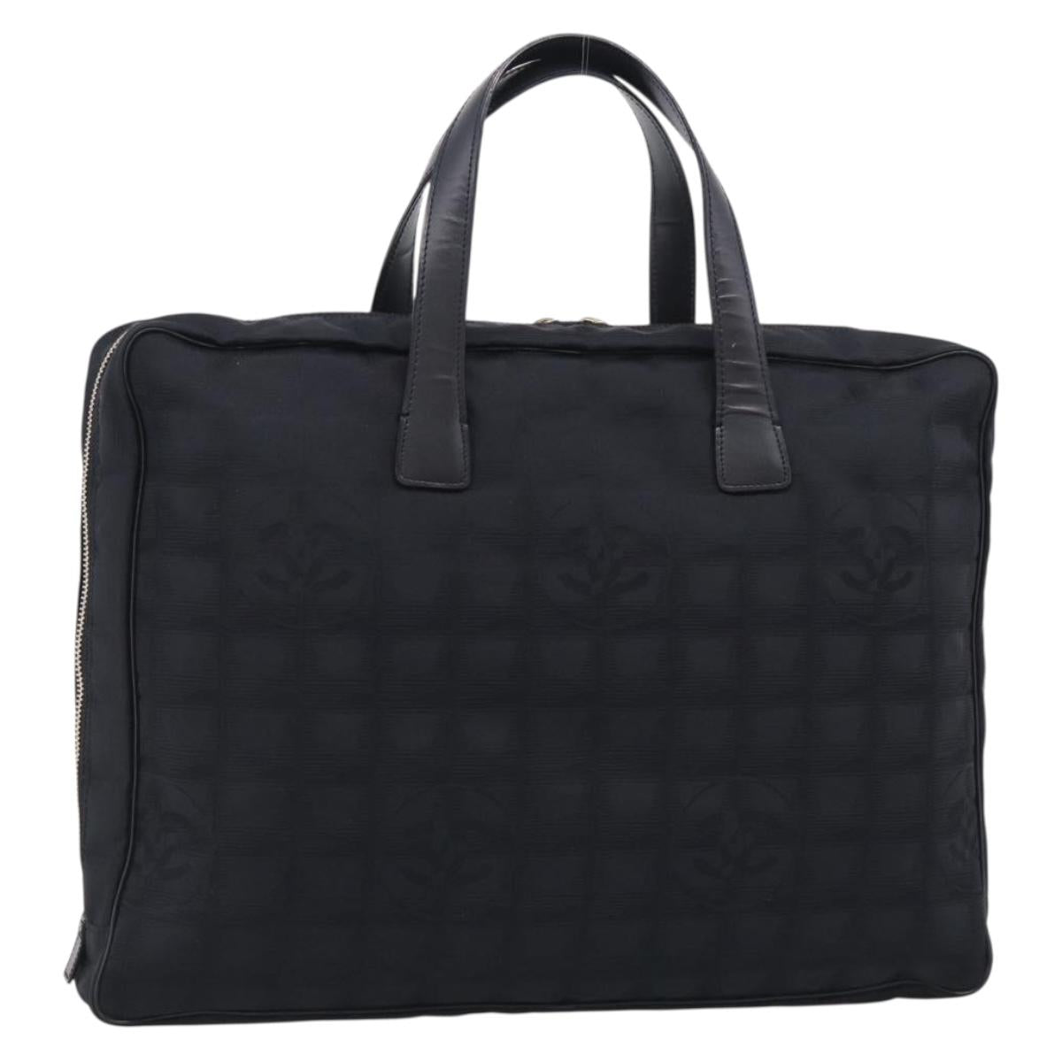CHANEL New Travel Line Hand Bag Nylon Black Gold CC Auth 215558V