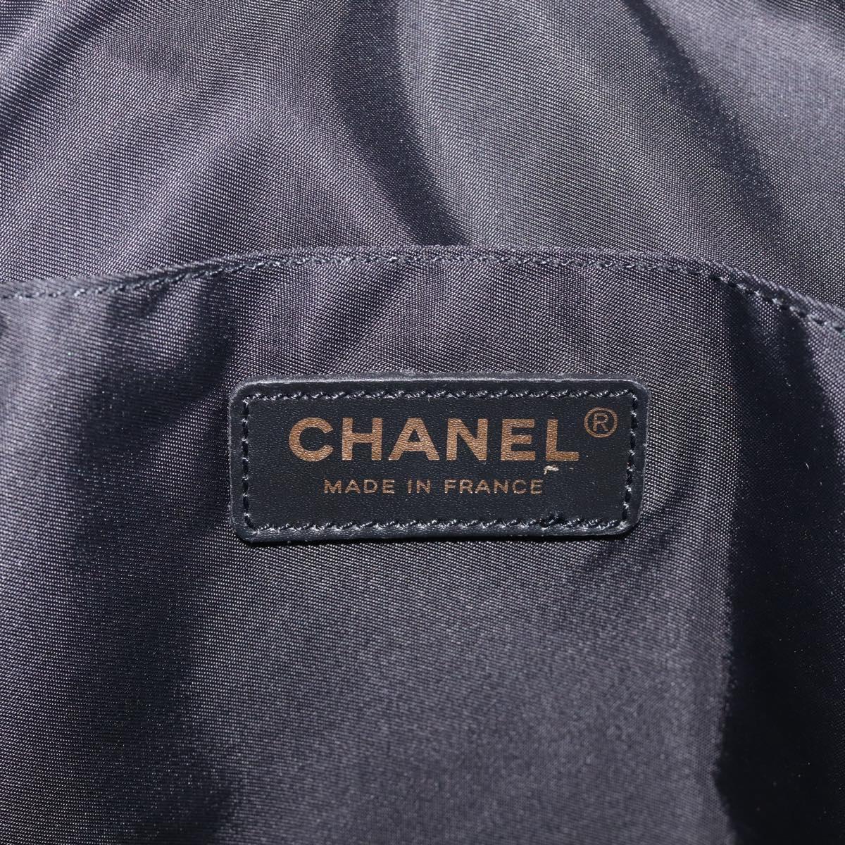 CHANEL New Travel Line Hand Bag Nylon Black Gold CC Auth 215558V