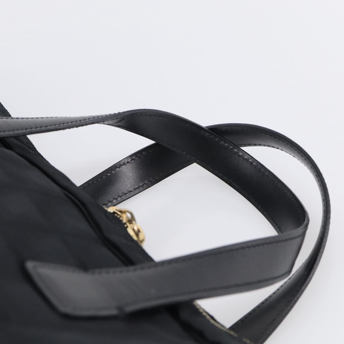 CHANEL New Travel Line Hand Bag Nylon Black Gold CC Auth 215558V
