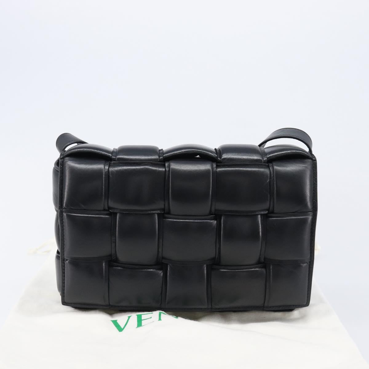 Bottega Veneta MAXI INTRECCIATO Padded Cassette Bag Leather Black Auth 215563V