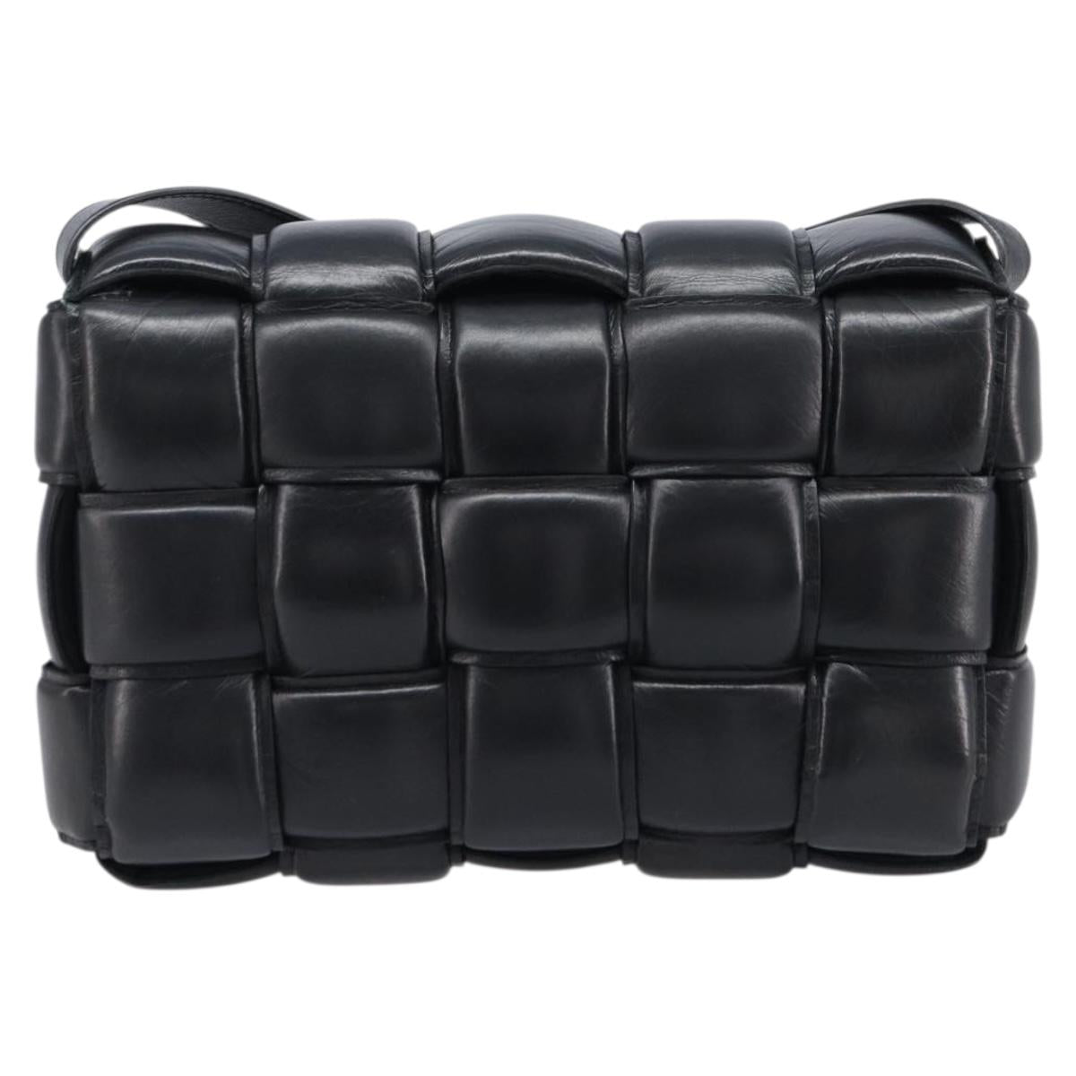 Bottega Veneta MAXI INTRECCIATO Padded Cassette Bag Leather Black Auth 215563V