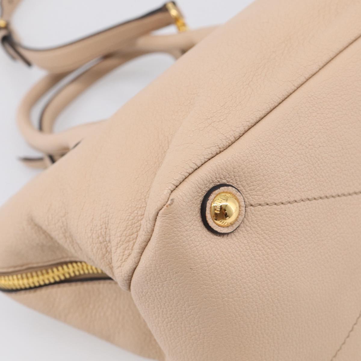 Miu Miu Hand Bag Leather 2way Beige Gold Auth 215564V