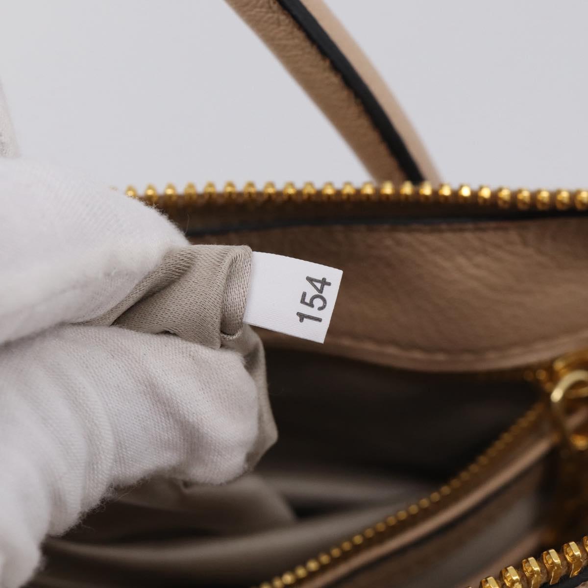 Miu Miu Hand Bag Leather 2way Beige Gold Auth 215564V