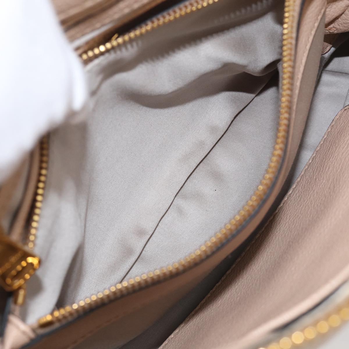 Miu Miu Hand Bag Leather 2way Beige Gold Auth 215564V