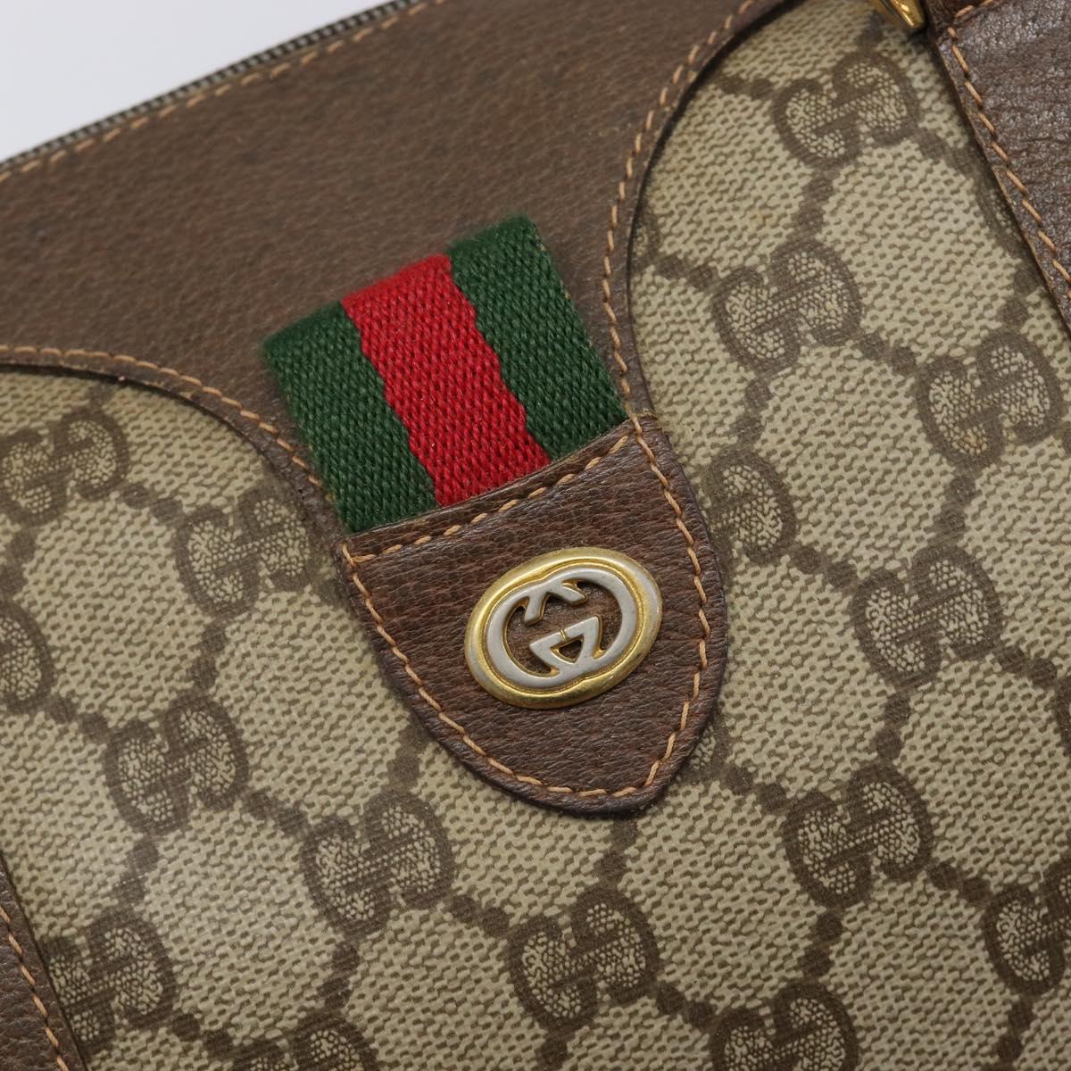 GUCCI GG Supreme Web Sherry Line Hand Bag PVC Beige Gold 40 02 007 Auth 215571