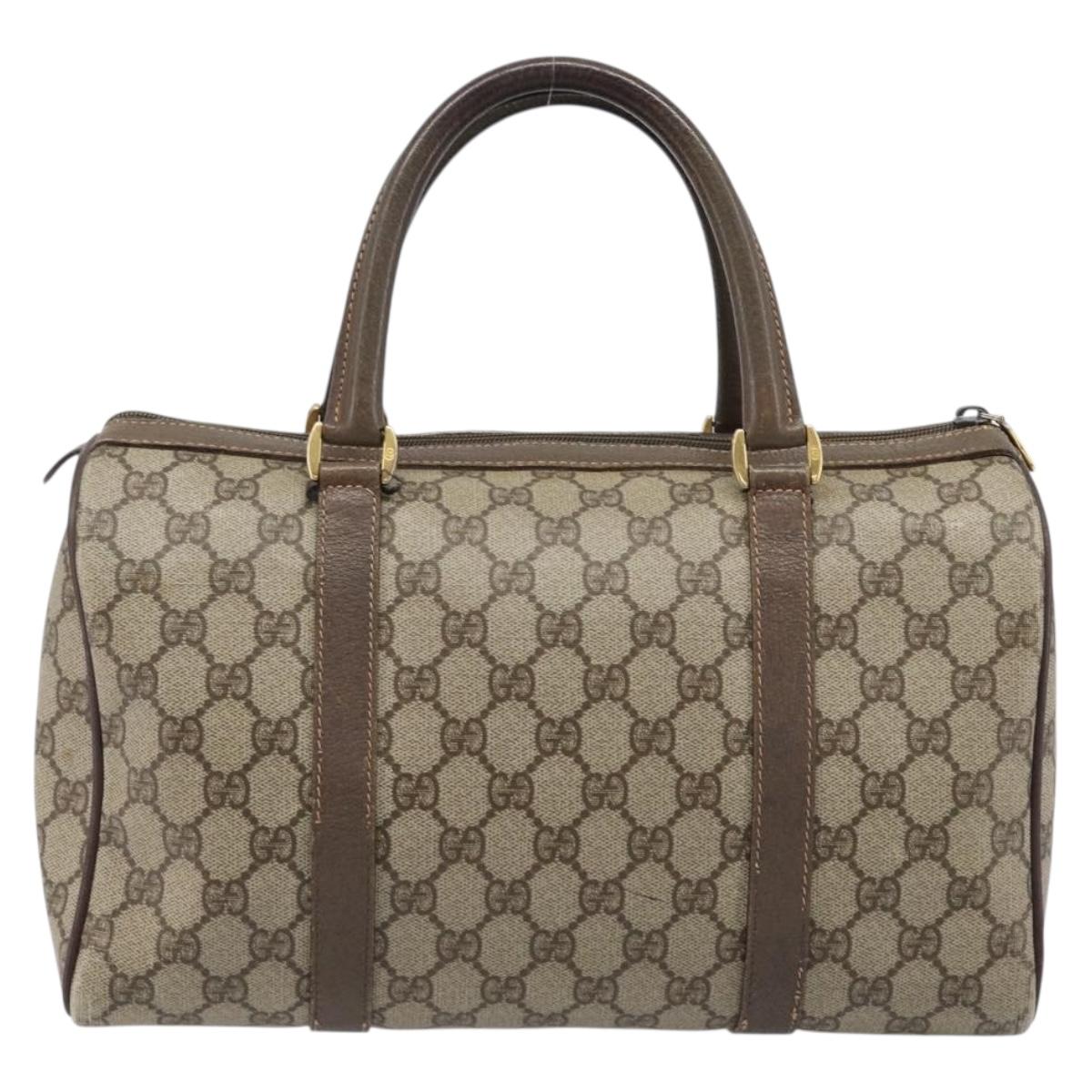GUCCI GG Supreme Web Sherry Line Hand Bag PVC Beige Gold 40 02 007 Auth 215571