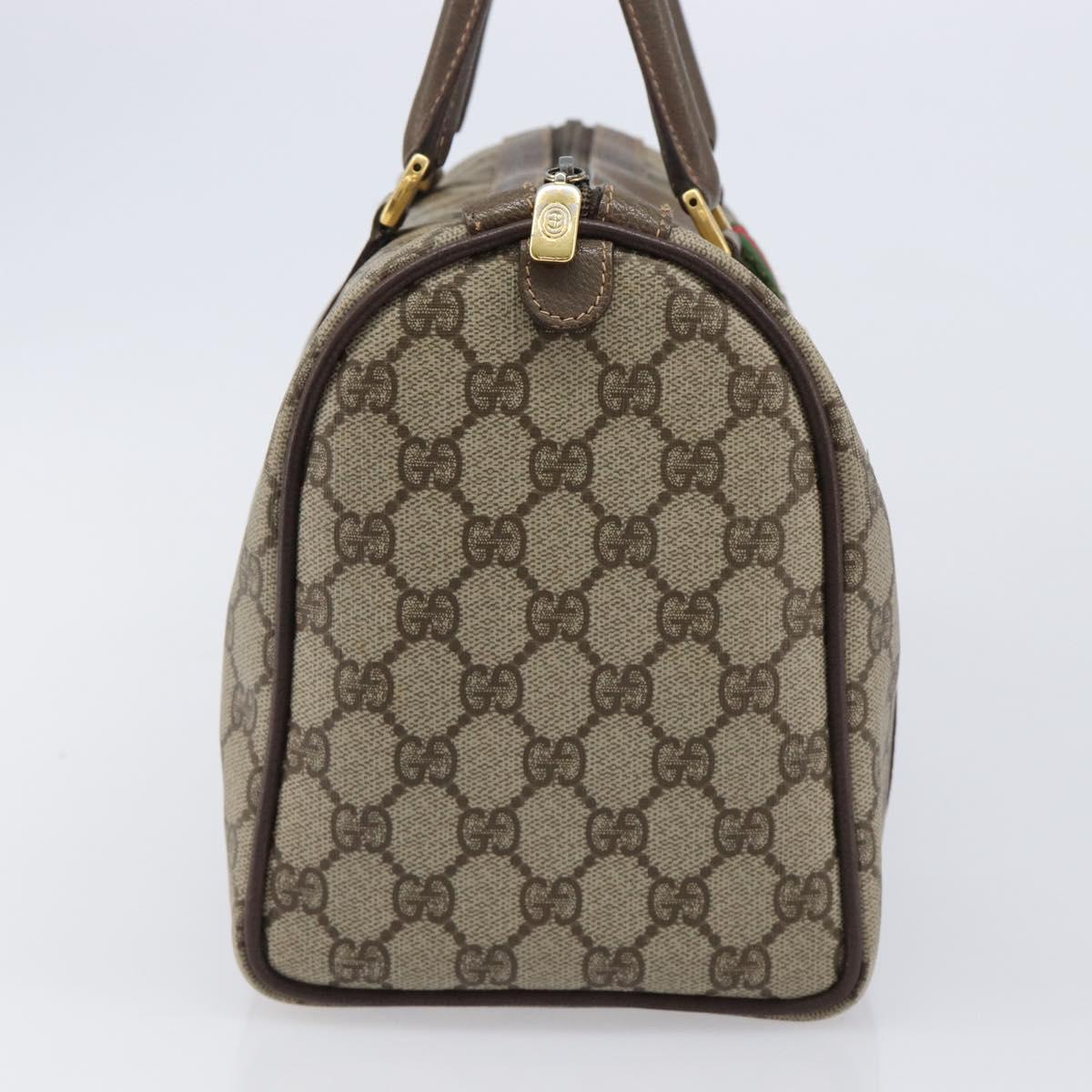 GUCCI GG Supreme Web Sherry Line Hand Bag PVC Beige Gold 40 02 007 Auth 215571