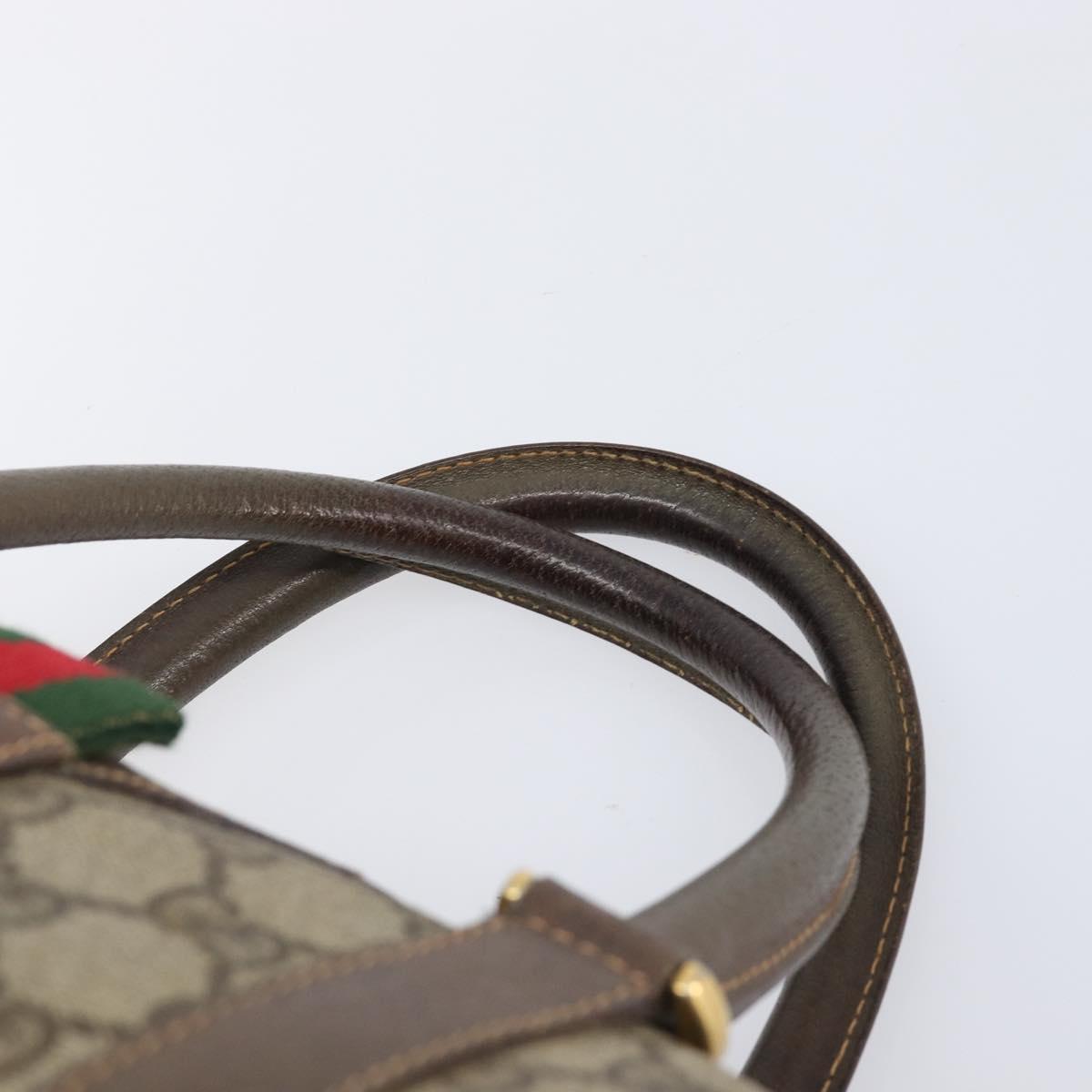 GUCCI GG Supreme Web Sherry Line Hand Bag PVC Beige Gold 40 02 007 Auth 215571