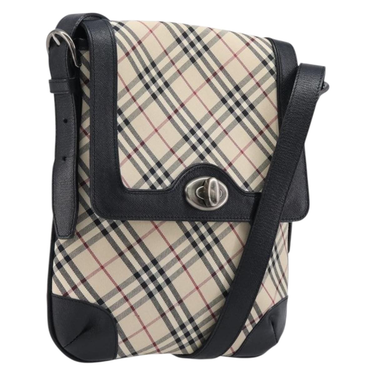 BURBERRY Nova Check Shoulder Bag Canvas Beige Silver Auth 215574V
