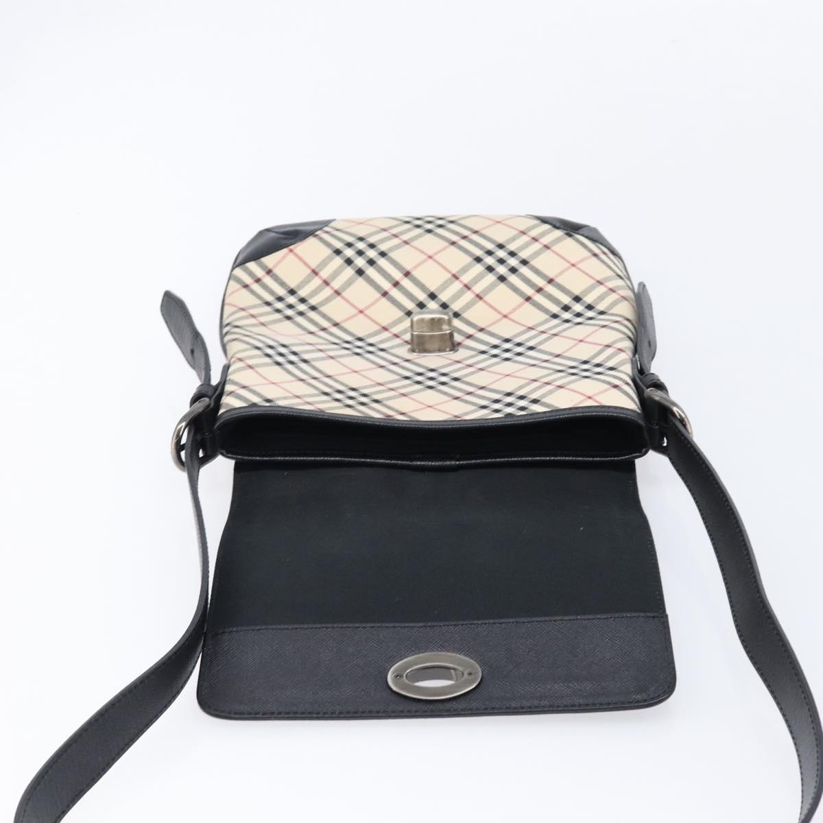 BURBERRY Nova Check Shoulder Bag Canvas Beige Silver Auth 215574V