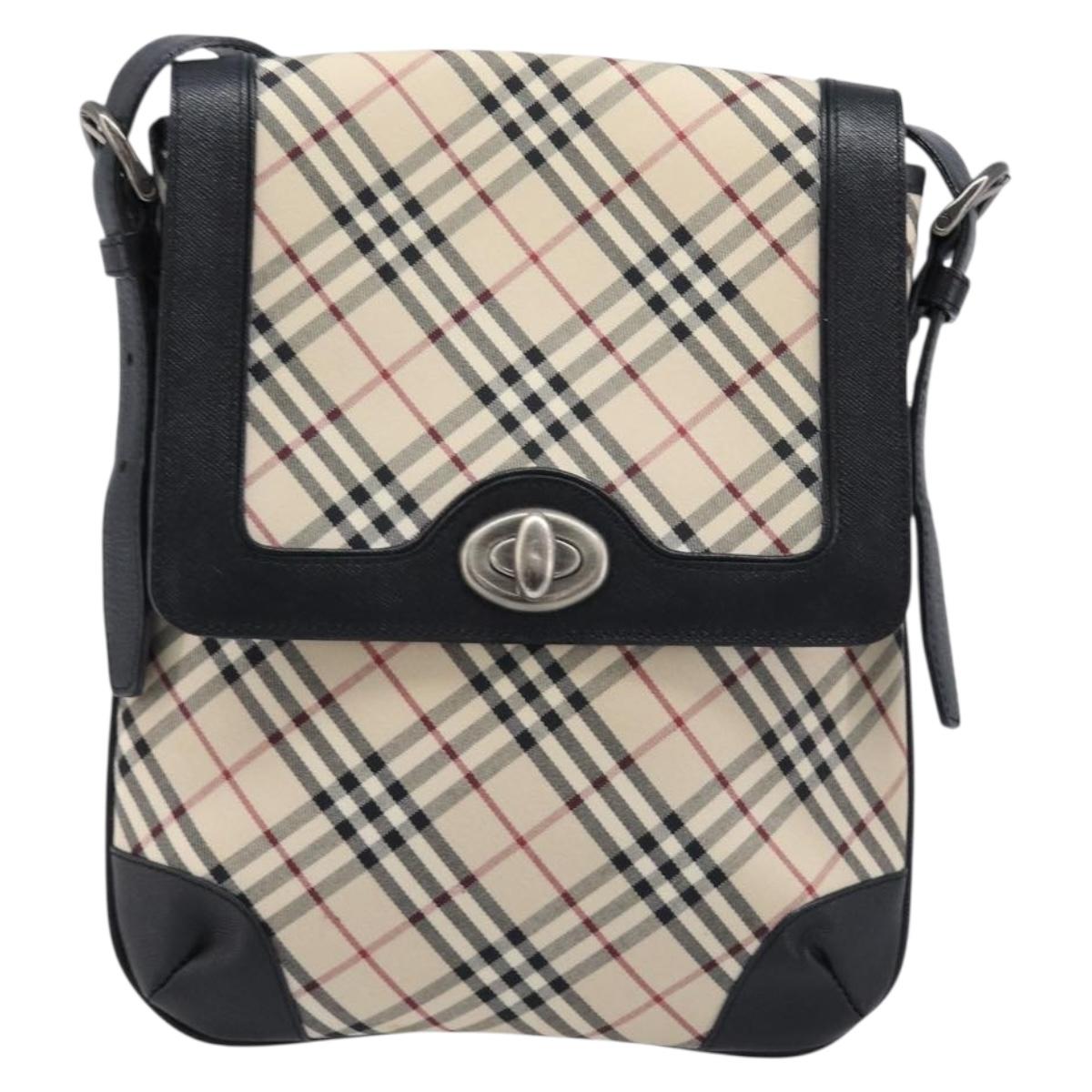 BURBERRY Nova Check Shoulder Bag Canvas Beige Silver Auth 215574V
