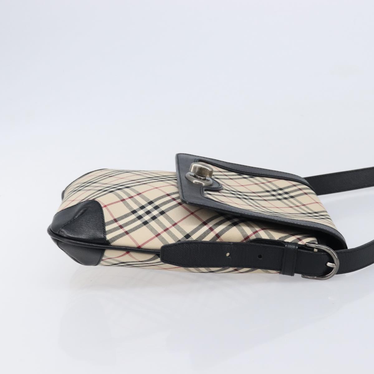 BURBERRY Nova Check Shoulder Bag Canvas Beige Silver Auth 215574V