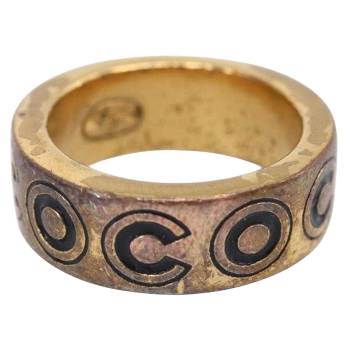 CHANEL Ring Metal Gold Tone #13(JP Size) CC Auth 215585