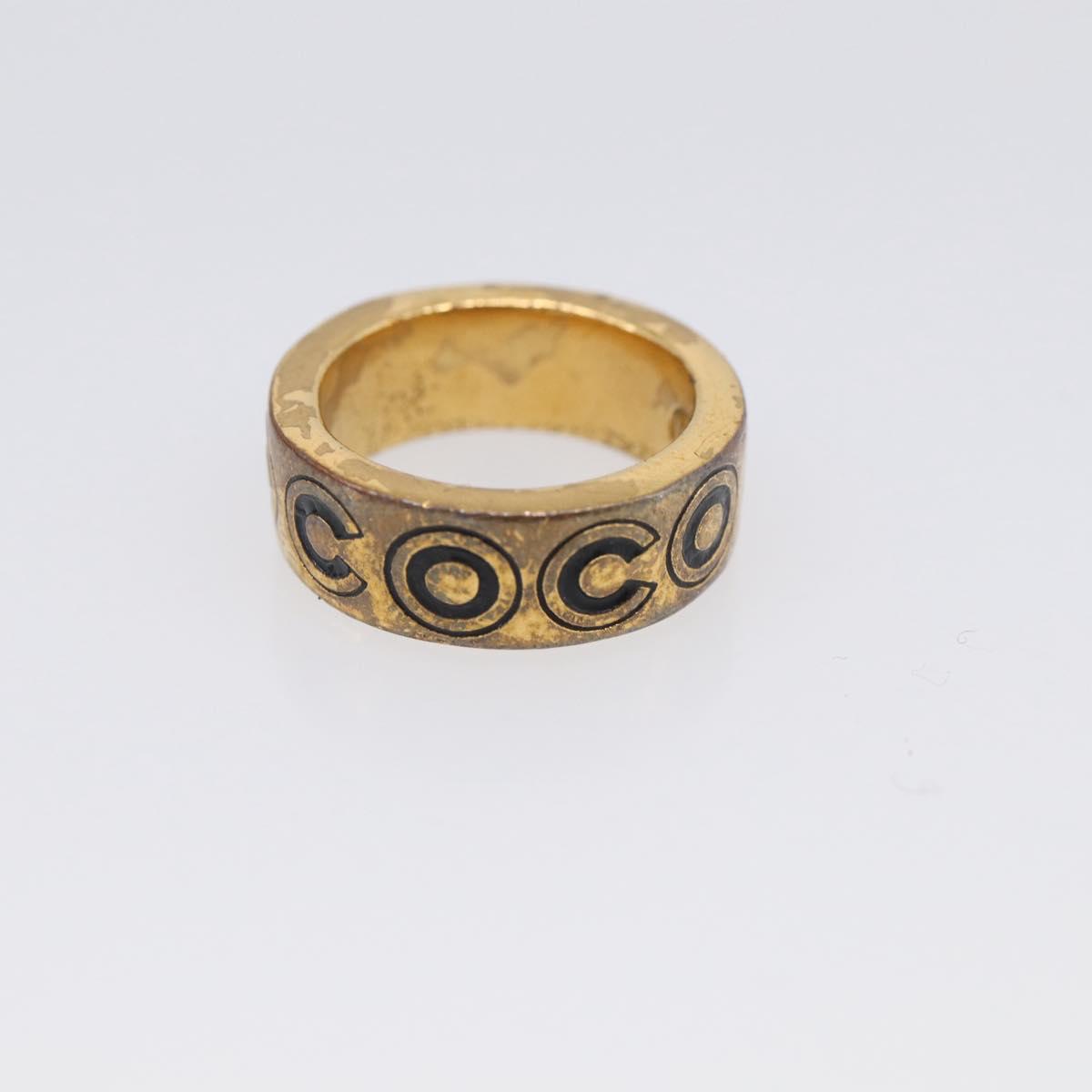 CHANEL Ring Metal Gold Tone #13(JP Size) CC Auth 215585