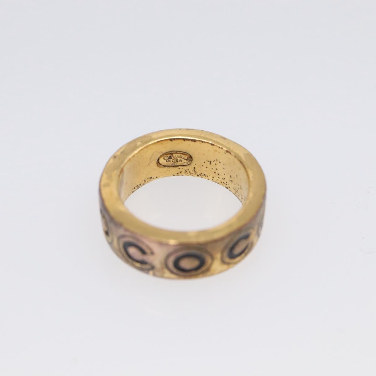 CHANEL Ring Metal Gold Tone #13(JP Size) CC Auth 215585