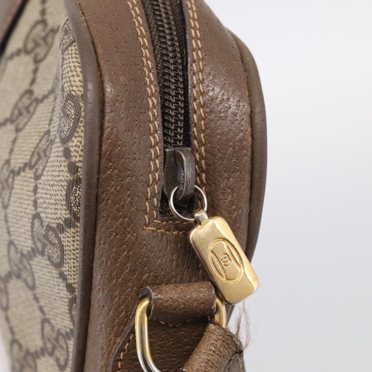 GUCCI GG Supreme Web Sherry Line Bag PVC Beige Gold 89 02 055 Auth 215588