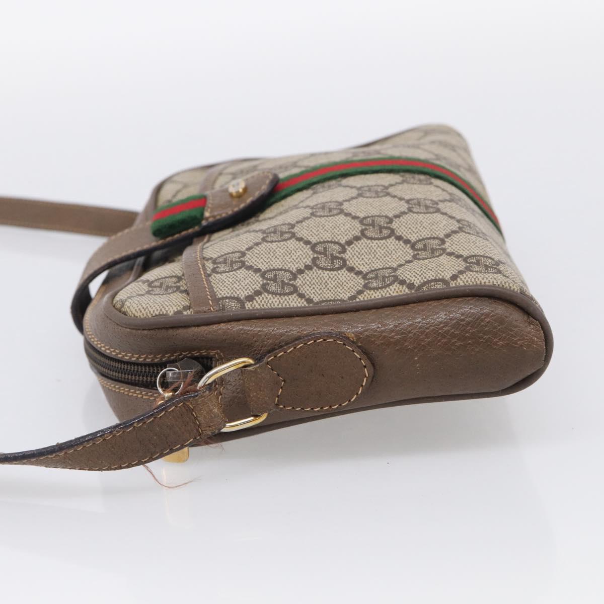 GUCCI GG Supreme Web Sherry Line Bag PVC Beige Gold 89 02 055 Auth 215588