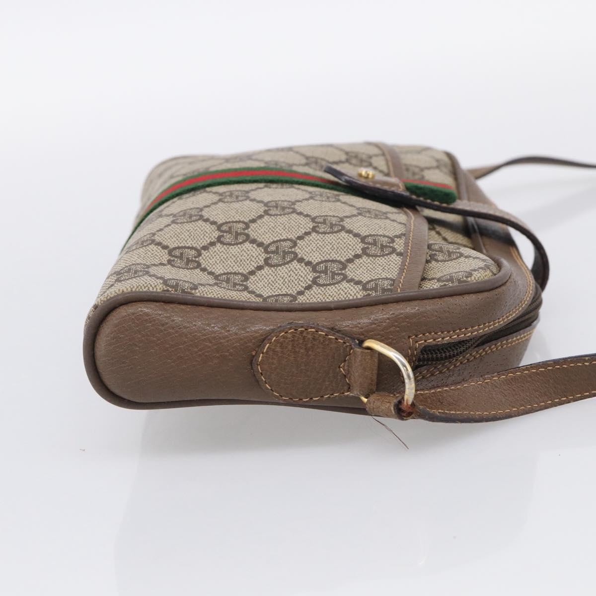 GUCCI GG Supreme Web Sherry Line Bag PVC Beige Gold 89 02 055 Auth 215588