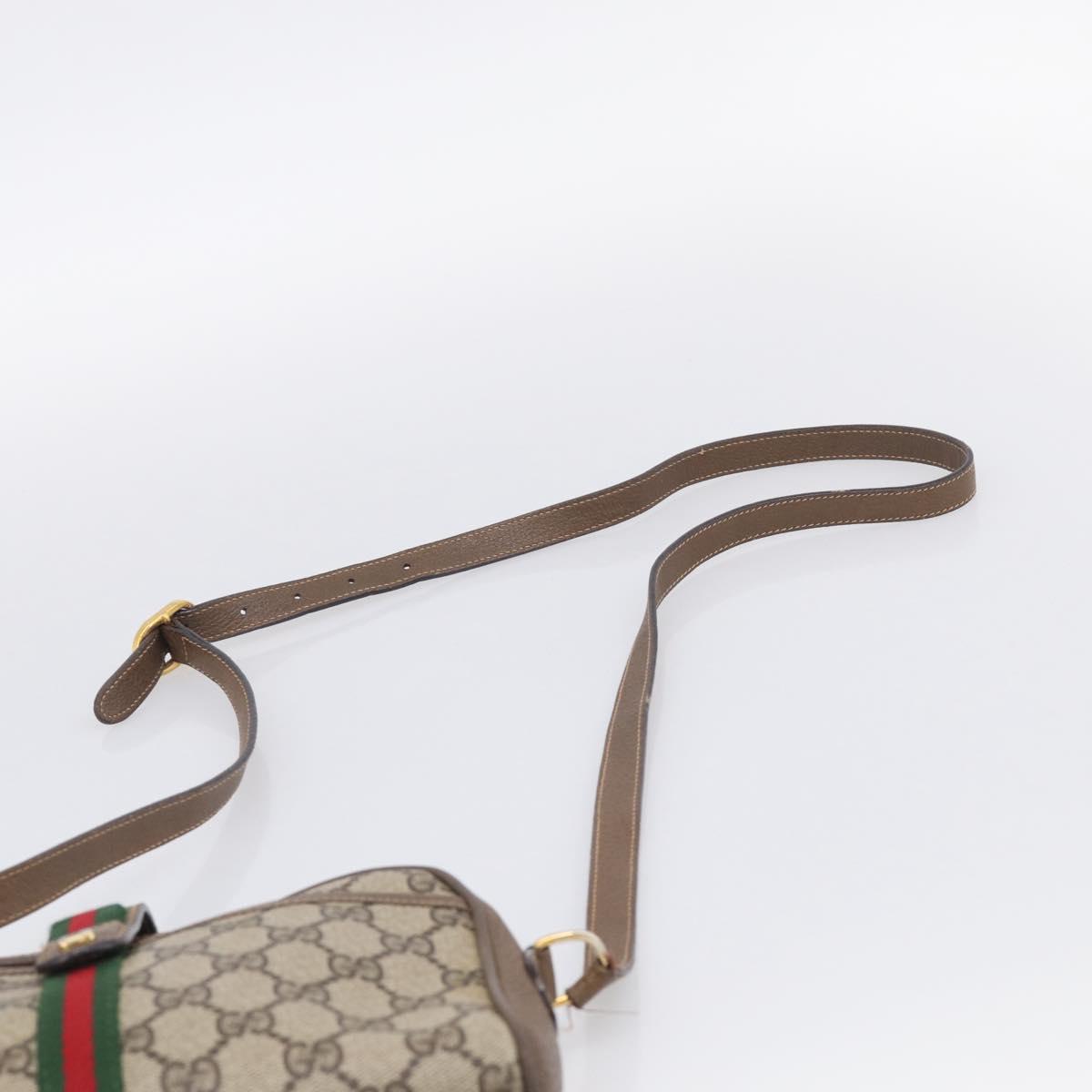 GUCCI GG Supreme Web Sherry Line Bag PVC Beige Gold 89 02 055 Auth 215588