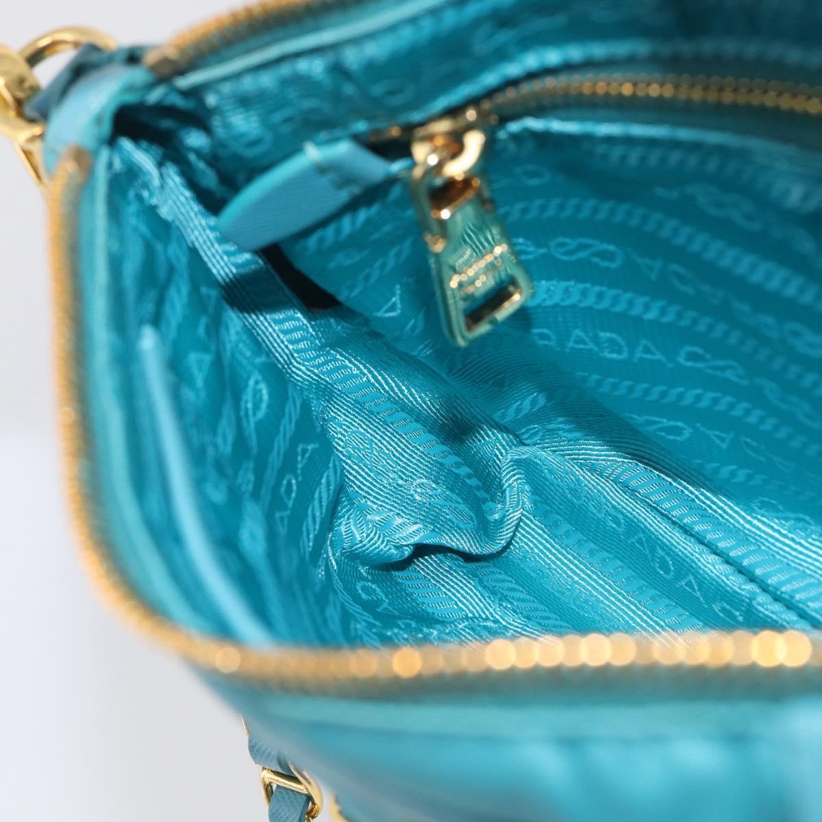 PRADA Chain Shoulder Bag Nylon Blue Gold Auth 215598V